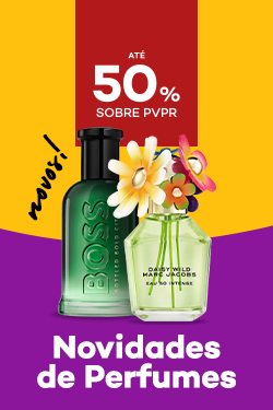 Novidades de perfumes com destaque promocional de até 50% sobre preço de Venda ao Público Recomendado